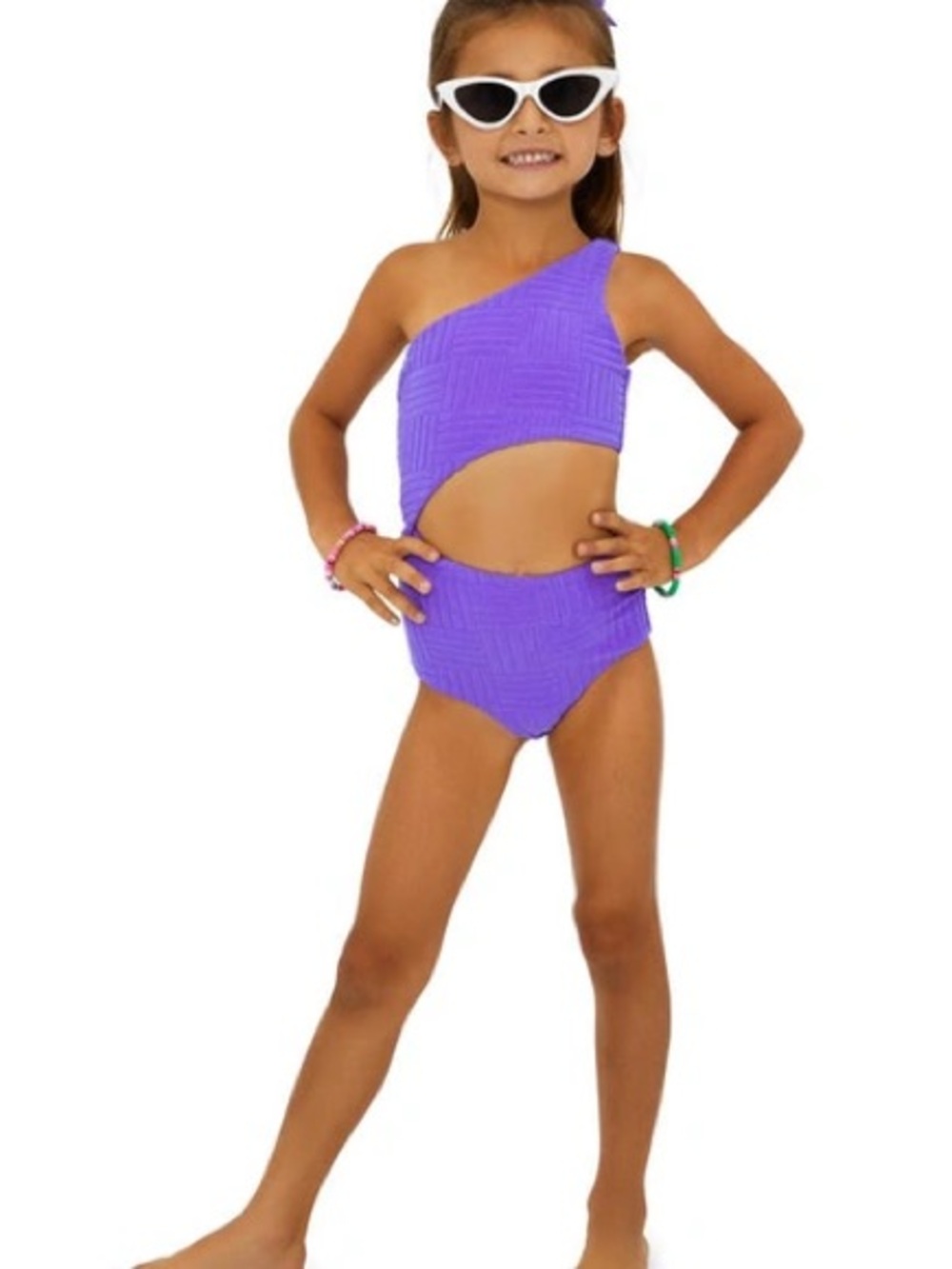 Beach Riot Girls One-Shoulder Purple Cutout One-Piece Swimsuit